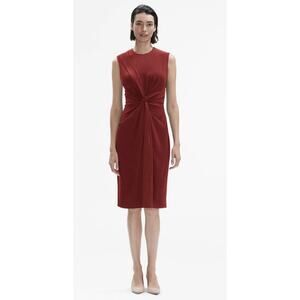 M.M.LaFleur Taylor Dress Pomegranate Twist front Sleeveless Pockets